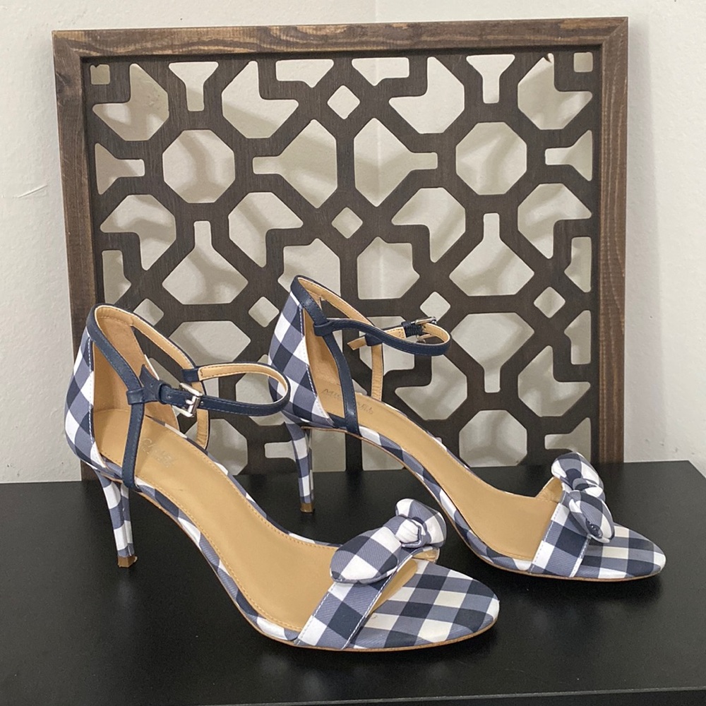 Michael Kors White & Blue Gingham Sandal